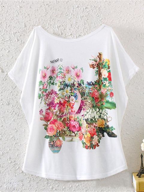 Las mujeres forman la manga del palo hermosa flor 3D impreso blusa suelta camisa chaleco sin mangas