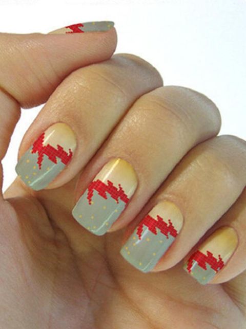 Kvinders nye DIY afslappet patchwork-klistermærke Neglekunstoverførsler Negleindpakninger Negleværktøjer Manicure