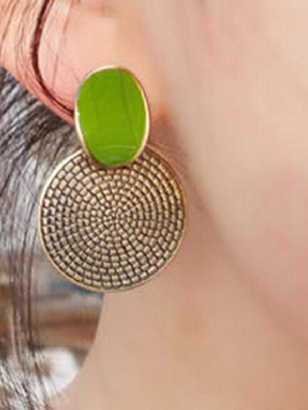 Nuevos regalos de Navidad de la vendimia Gran gota de la vendimia de los pendientes redondos tallados accesorios de la joyería