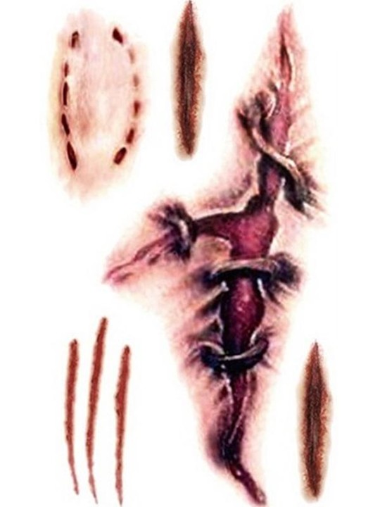 Hrekkjavaka hryllingssár raunhæft blóðörmynstur Vatnsheldur húðflúrlímmiðar Límmiðar tímabundið húðflúr