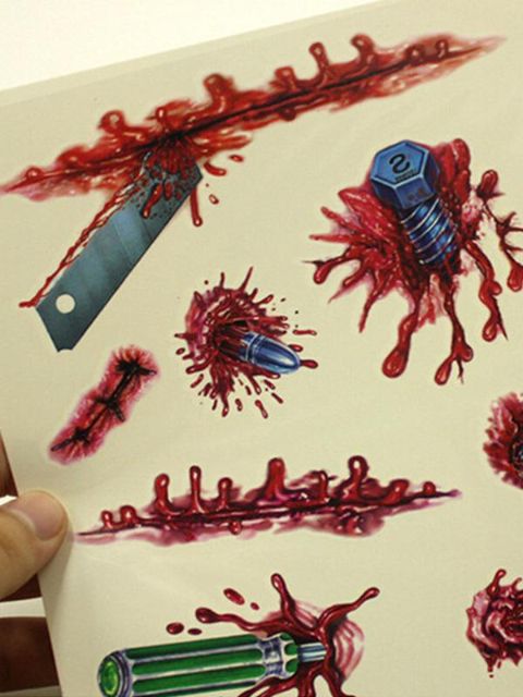 Halloween Cosplay 3D Ar tatovering Klistermærker Decals Original karakter Midlertidig tatovering Kropskunst