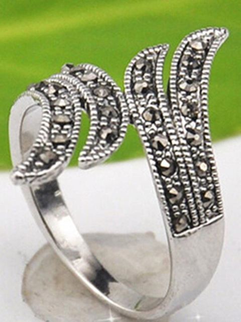 Taille 5.5-9 classique plaqué or blanc 18 carats rétro strass noir ailes d&#39;ange femmes bague vintage