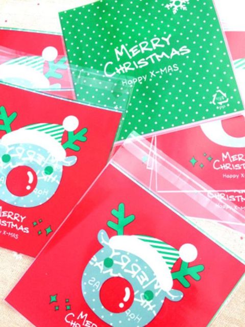 95 Teile / los Cookie Verpackung Weihnachten Schneemann / Deer selbstklebende Plastiktüten Für Kekse Snack Backen Maske Paket Weihnachten