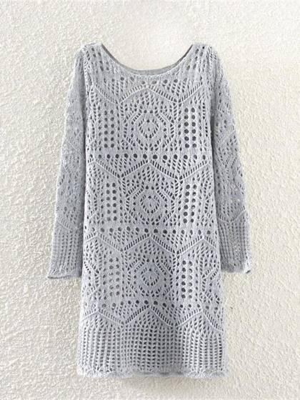 2015 ný evrópsk og amerísk kvenna hringlaga hálsbylgjukantur laus löng solid prjónað peysa