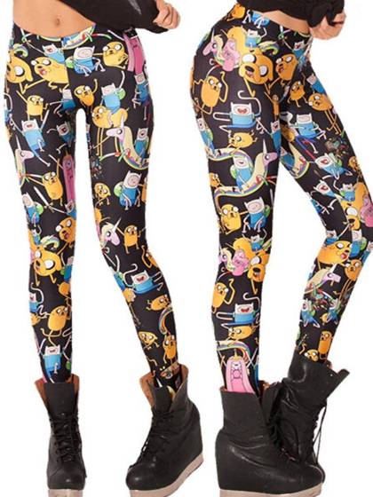Nouvelle mode pour femmes à la mode 3D Cartoon Print Adventure Time Pantalons Leggings décontractés