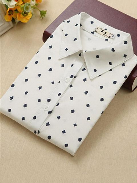 Nytt mode Casual Långärmade Solid Skjortor Pokermönster Blus Lapel Stitching Shirt Blus