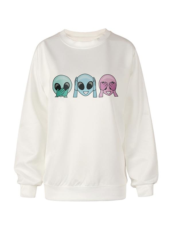 Casual Lindo estampado digital Hello Elien Team rebordear sudaderas con capucha sudadera pullover para mujer ropa deportiva