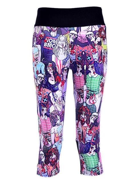 Mode kvinnors polyesterfibrer Elastiskt digitaltryck The Walking Dead lyft höfterna 3/4 leggings för yoga träning fitness träning