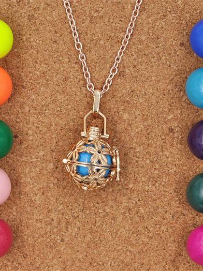 Moda Feminina Arco-íris Bolas Gaiola Oco Pingente de Colar de Jóias Acessórios