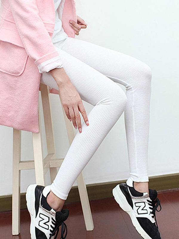 Women's Fall Fashion Warm Plus Size Solid Leggings Stretchy Cotton Pants Skinny Leggings