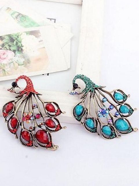 Nýtt tískulitað Gemstone Peacock húfur Töskur Fatnaður Aukabúnaður brooch