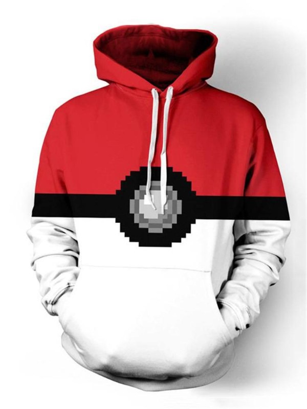 Hipster Young Fashion Unisex Blanco y rojo Patchwork Casual Hoodies Pullovers Outwear