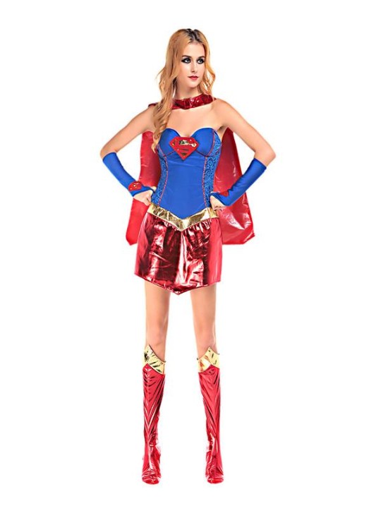 Super Girl Costume Fancy Party Dress Halloween Ensemble complet Costume d&#39;Halloween