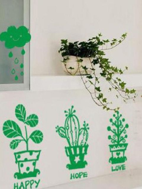 PVC Adhesive Stickers On The Glass Wall Of Small Garden Art Stickers