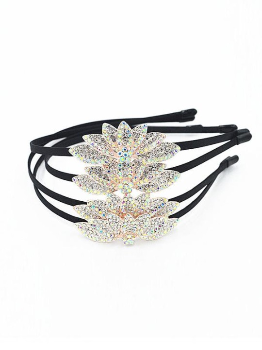 Naisten uudet suloiset lehdet Alloy Diamond Headband Headwear Hair Accessories