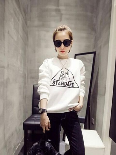 Het försäljning koreansk stil Unisex 4-storlek Crewneck Casual tröjor Brevtryck Pullover Bomullsoutwear Toppar
