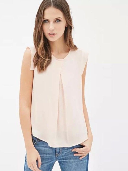 Camisa sin mangas de la gasa del partido de la gasa del estilo simple sin mangas de las mujeres 3 tamaño de la blusa