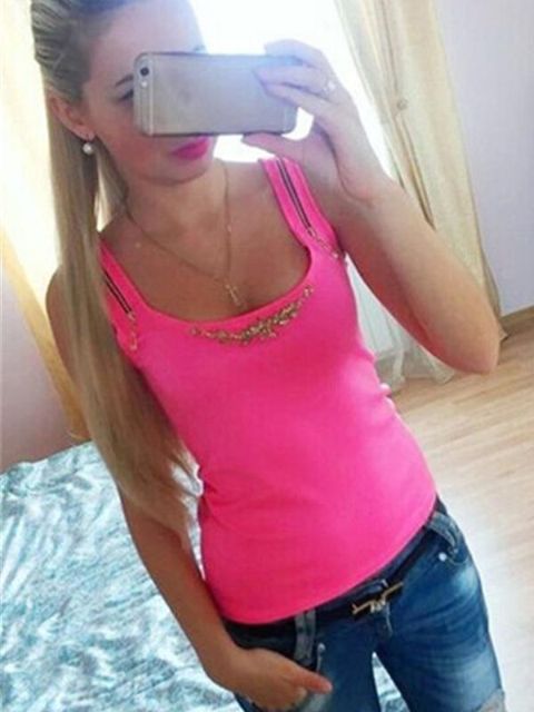 Women's Jewelry Round Neck Vest T-shirt Short Sleeve Cotton Tops