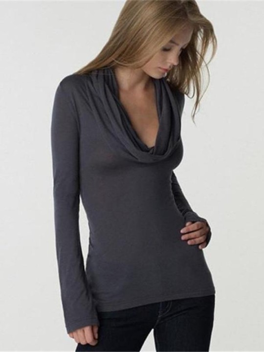 Långärmad T-shirt för kvinnor Topptröjor