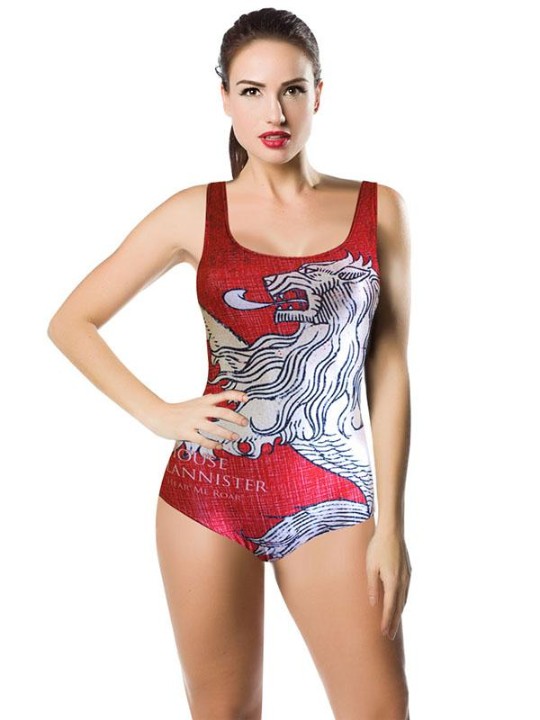 Femmes mode qualité Game of Thrones impression numérique Lannister barboteuse Teddy Monokini maillot de bain maillots de bain