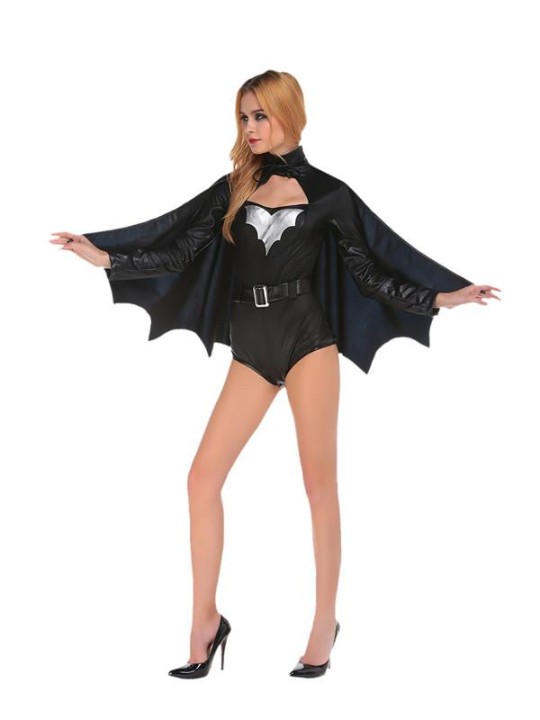 Svart Halloween Bat Girl Kostymer Sexig Cosplay Kvinnor Set Bodysuit Rollspel Show