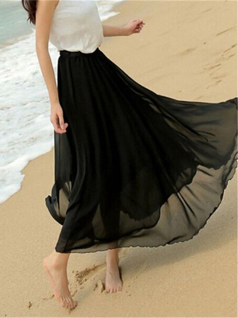 Konutískan Bohemian Casual Eegant Maxi pils kjóll Beach dress