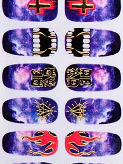 3D Galaxy Cross Fire Nageldekaler Klistermärken Tillbehör Nagellack Klistermärken Manikyr