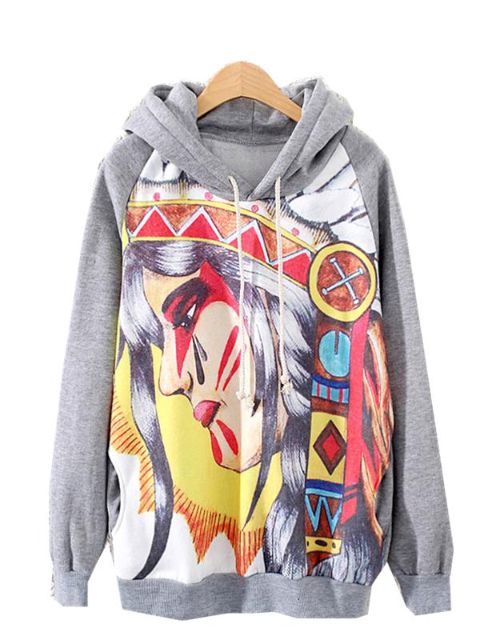 Nueva impresión caliente ocasional de la manga de la manga larga de las mujeres de la manga de la capa superior gruesa del suéter con capucha de la manga