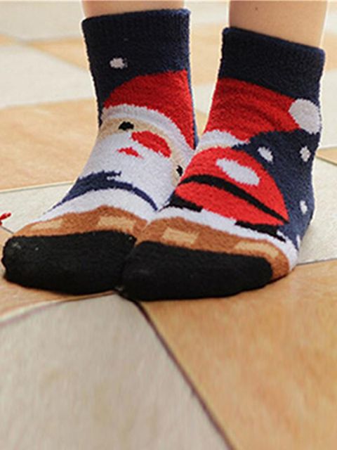 2015 Ný vetrar- og haustþykk teiknimyndasæt jólasveinnaprentun Hágæða sokkar úr kórall kvenna