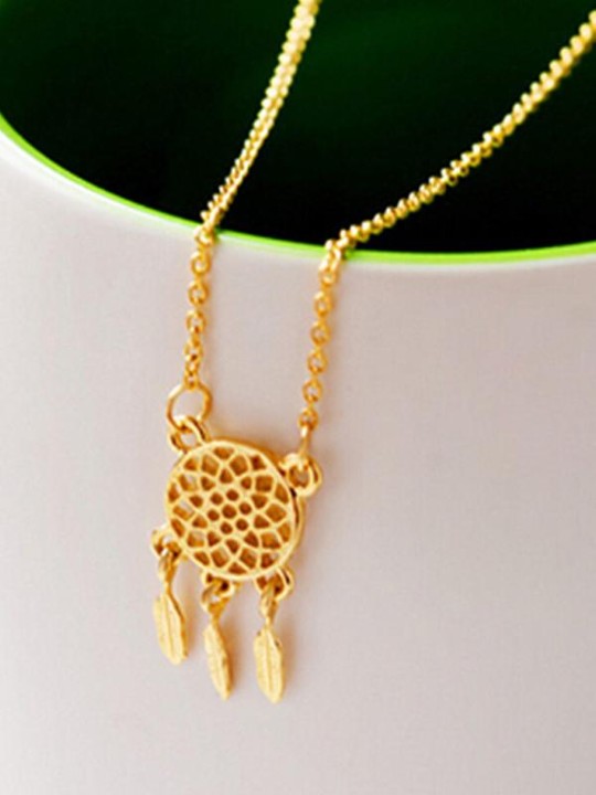 Naisten muoti unen sieppari yksinkertainen solisluun ontto sulka tupsut riipus kaulakoru