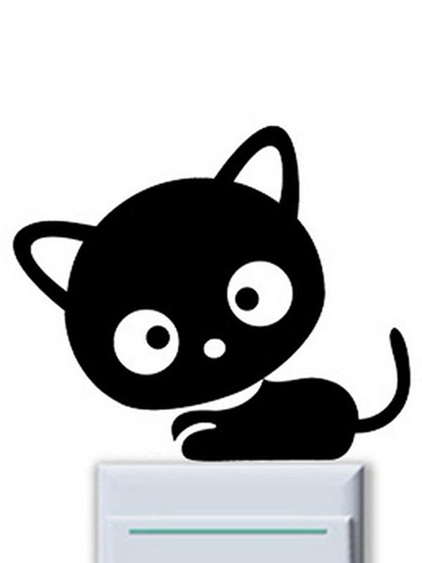 Dekorativa PVC-väggklistermärken Cat Style Switch Stickers avtagbara