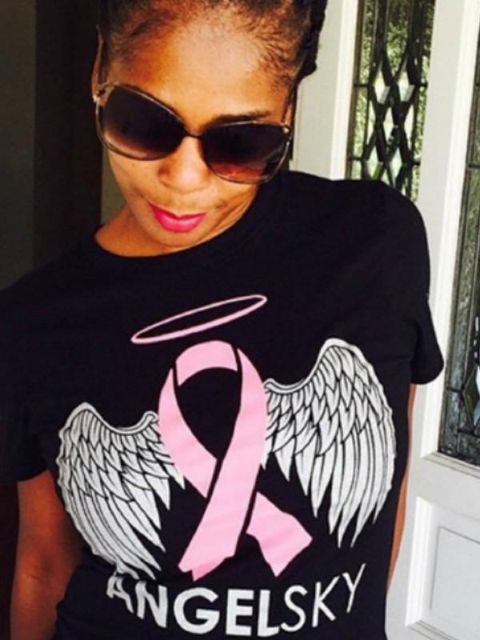 Camiseta de cuello redondo con estampado de ángel en 3D para mujer Camiseta de manga corta con cuello en algodón negro para mujer