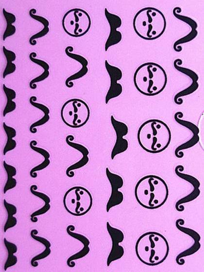 Black Beard Face Nail Decals Stickers Accessories Nail Polish Stickers Manicure