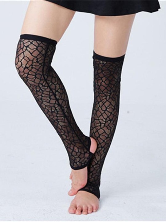 Sweat en dentelle pour femmes Jolies chaussettes minces tricotées Jambières Chaussettes hautes pour tuyau de poêle