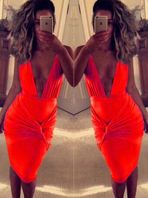 Vestido de noche sin mangas con cuello en V sin mangas de las mujeres Sexy con cuello en V vestido de noche