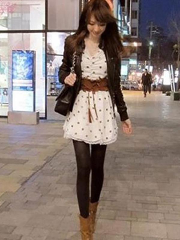 Lady's Lace Floral Side Elastic Bow Belt