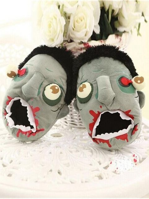 Plush Zombie Slippers Winter House Slippers Alternative Punk Zombie Flavors Home Slippers Women Men Unisex Slippers Floor