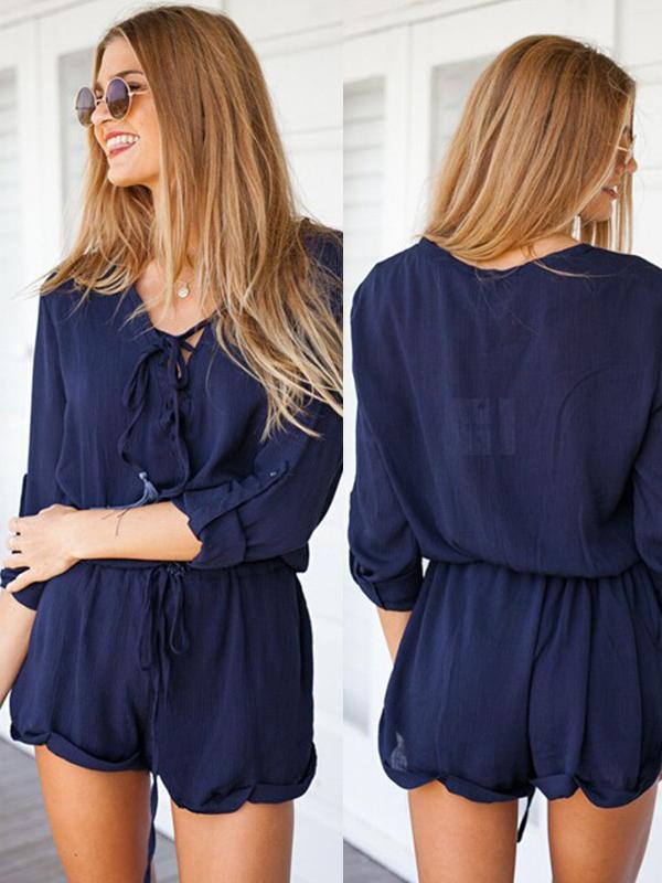 Frauen-Sommer-Overall-Kurzschluss-reizvoller Overall-beiläufiger langer Hülsen-Spielanzug-Partei Playsuit