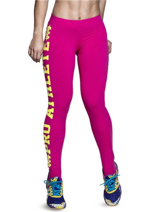 Hot Pink Pro Athlet Letter Print 2015 Sports Women Work Out Leggings Fitness Harajuku Yoga Pants
