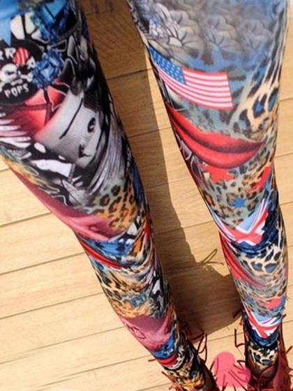 Kvinders leopard mode print tynde leggings mælk silke stretch bukser bukser