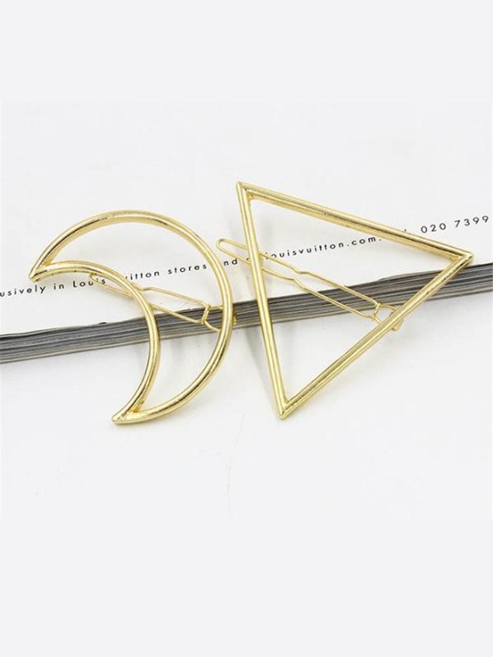 Skapandi tíska holur þríhyrningur tungl hárnæla hliðarklemma hár aukabúnaður