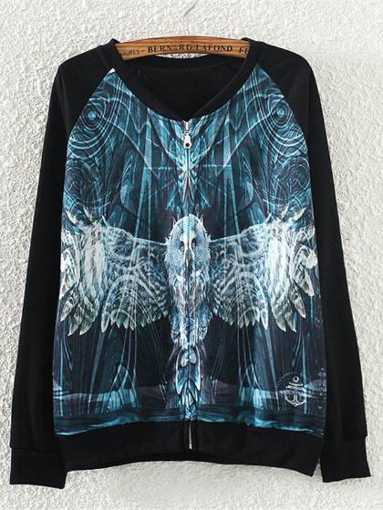 Evrópskt stjörnuhimininn ugla kvenna úlpa Harajuku prentun flísar Baseball Uniform tíska jakki Sweatshirt hettupeysa Cardigan boli