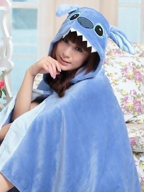 New Stitch Animal Kigurumi Cloak Unisex Anime Cosplay Shawl Costume Soft Hoodie Fleece Cape