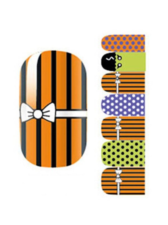 Women&#39;s Strip Dot Bowknot DIY Sticker Nail Art Decals Nails Wraps Nail Tools Manicure
