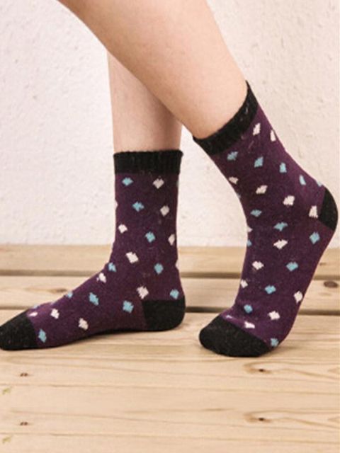 Ny höst och vinter Kaninullstrumpor Små hjärtmönster Tjocka varma strumpor för kvinnor