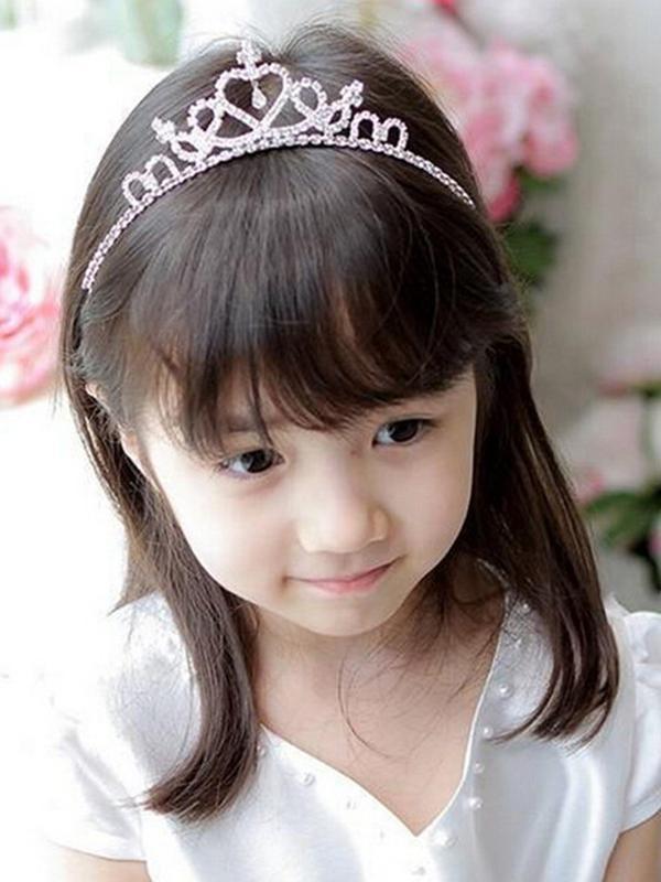 Enfants Mignons Enfants Filles Strass Princesse Bande De Cheveux Couronne Bandeau Tiara SV001649 (Couleur Blanc)