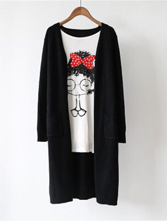 Women&#39;s Casual einfache Art lange warme Strickjacke stricken Pullover