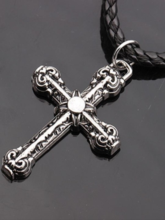 Unisex Hot Punk Estilo Gótico Liga Liga Pingente De Cruz de Couro Cinta Colar de Moda Jóias