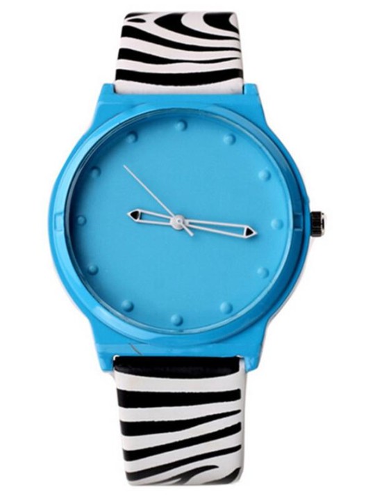 2015 Candy-colored Zebra Pattern PU Band Classic Fashion Watch Simple Elegant Casual Young Fashion Quartz Wristwatch