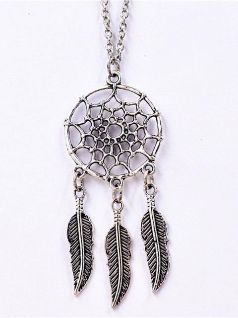 Collier pendentif à glands en plumes creuses de clavicule simple attrape-rêves à la mode pour femmes